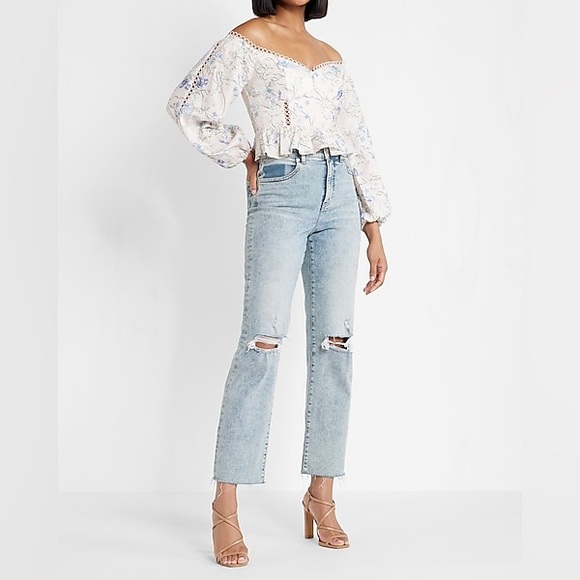 Express Floral Off The Shoulder Corset Peplum Top, XS NWT - Picture 4 of 11